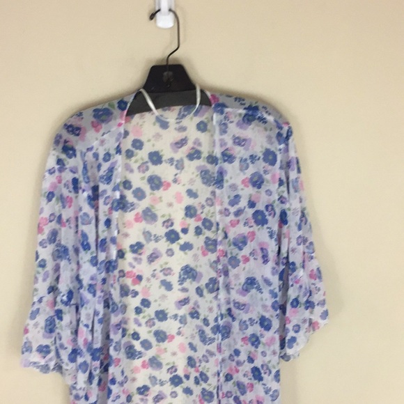 Loft Outlet Semi-Sheer Floral Duster Robe with Ruffle Size XS/S - Picture 2 of 11